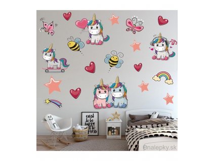 VÝPREDAJ SKLADU - Nálepky na stenu - Detské jednorožce (unicorns)