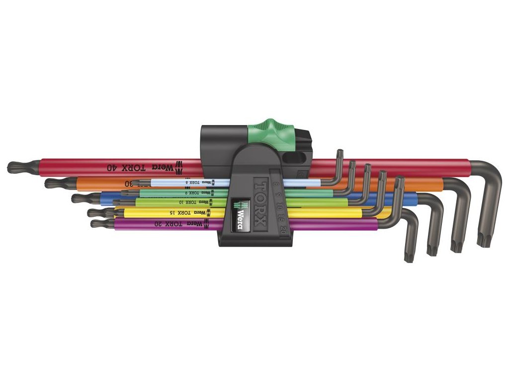 Sada zástrčných klíčů WERA Torx Multicolor 967/9 s kulovou hlavou T8-T40
