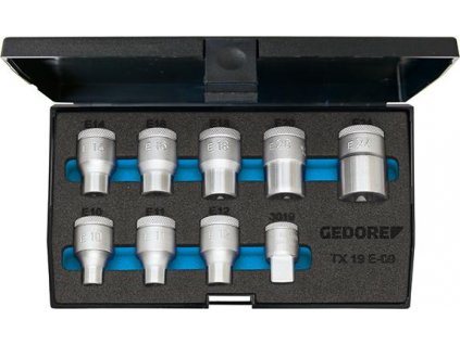 Sada nástrčných hlavic Gedore TORX 1/2"  E10-E24  (9 dílná)
