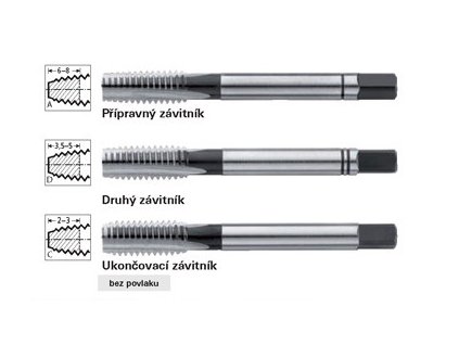 Sada ručních závitníků Format DIN352 HSS-Co5 typ INOX - M3 x 0,5