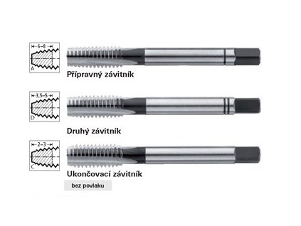 Sada ručních závitníků Format DIN352 HSS-Co5 typ INOX - M12 x 1,75