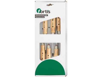 Sada šroubováků Fortis s dřevěnou rukojetí - ploché/PH