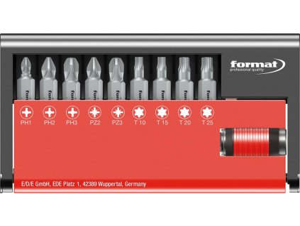 Sada bitů Format - 10 dílná (PH, PZ, Torx) houževnaté