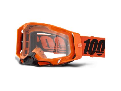 100% Racecraft 2 Neon Orange Clear Lens Goggles