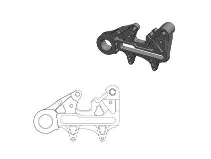 Moto-Master adaptér zadního brzdového třmenu Brembo pro 240mm zadní brzdový kotouč (Supermoto KTM, Husqvarna, Gas Gas, Stark Varg)