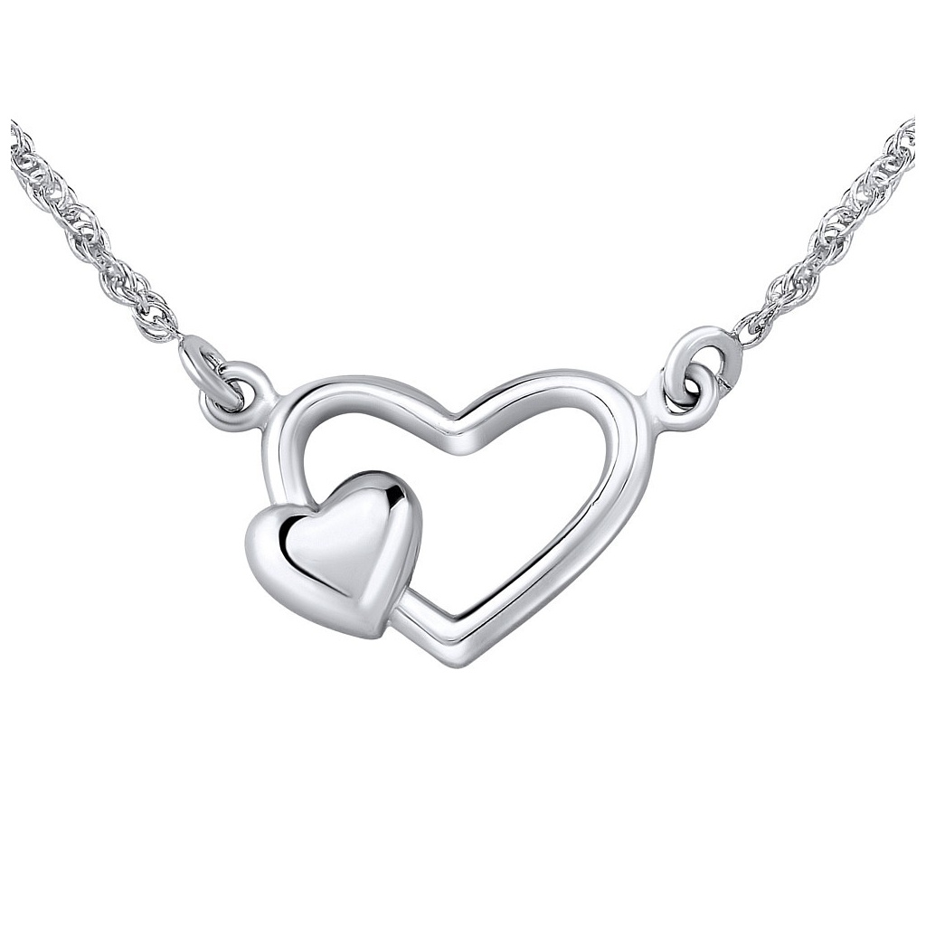 Stříbrný náhrdelník dvojité srdce