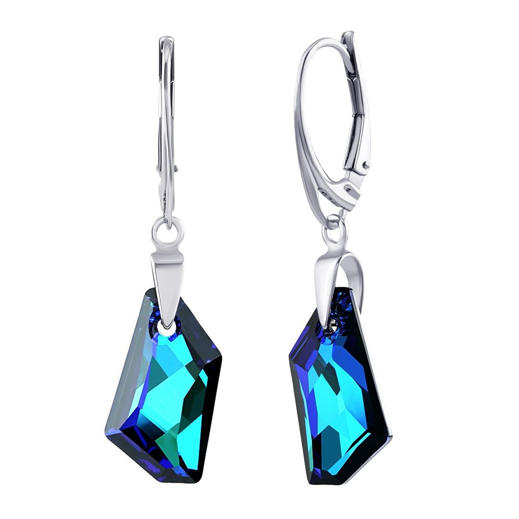 Stříbrné náušnice De Art Bermuda Blue se Swarovski® Crystals