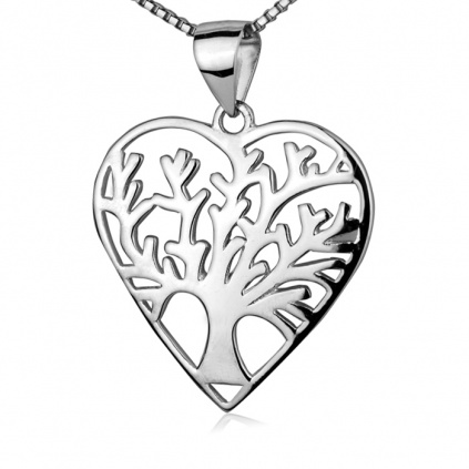 Stříbrný náhrdelník strom života v srdíčku ZB87849