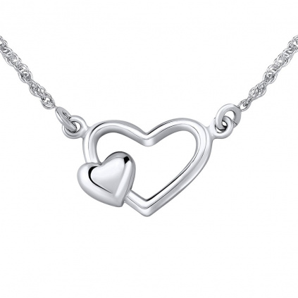 Stříbrný náhrdelník dvojité srdce