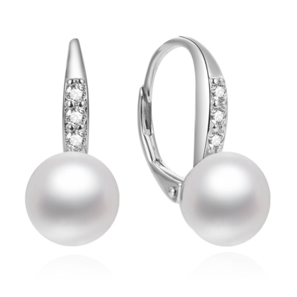 Stříbrné náušnice CASSIDY s bílou přírodní perlou