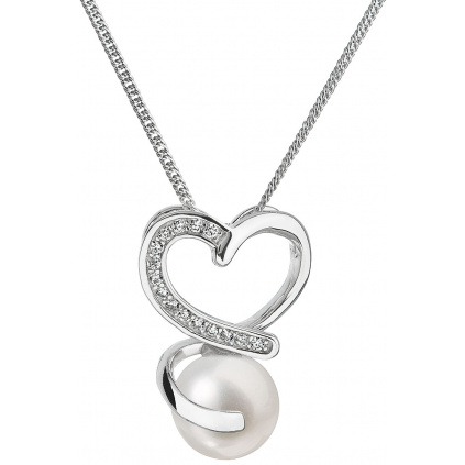 Perlový náhrdelník s řetízkem z pravých říčních perel bílý 22012.1