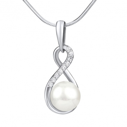 Stříbrný přívěsek s bílou pravou přírodní perlou
