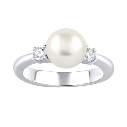 Stříbrný prsten MAYA s pravou přírodní perlou