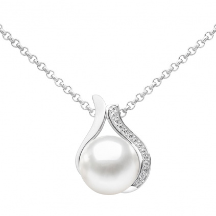 Stříbrný náhrdelník Niale s bílou perlou a Brilliance Zirconia