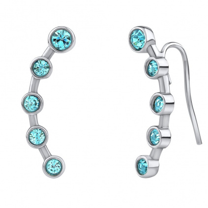 Stříbrné náušnice MIAMI s modrými Swarovski Crystals pro nošení podél boltce