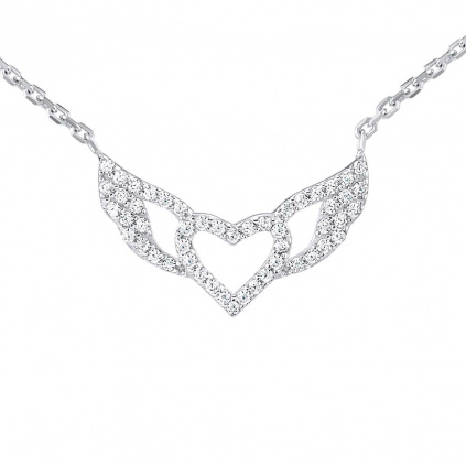 Stříbrný náhrdelník andělské srdce Isaiah s Brilliance Zirconia dámský i dětský