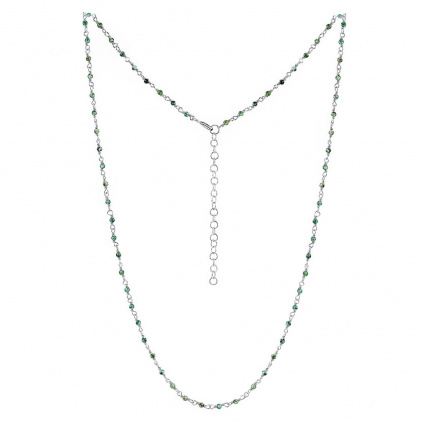 Stříbrný náhrdelník s pravým smaragdem Arika 2mm