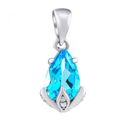 Stříbrný přívěsek Clarissa se Swiss Blue Topaz a Brilliance Zirconia