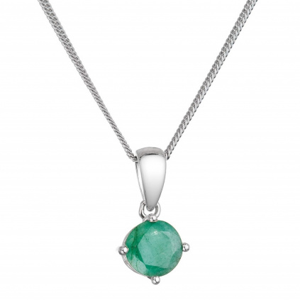 Stříbrný náhrdelník s přírodním smaragdem