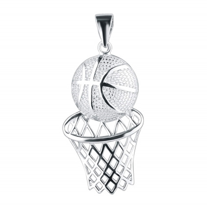 Stříbrný přívěsek basketbalový míč a koš