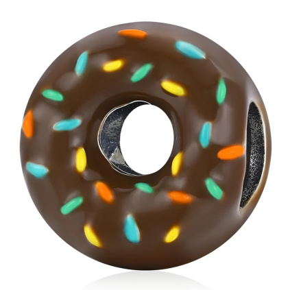 Stříbrný přívěsek korálek čokoládový donut