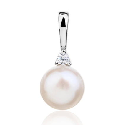 Stříbrný přívěsek s bílou přírodní perlou Justine