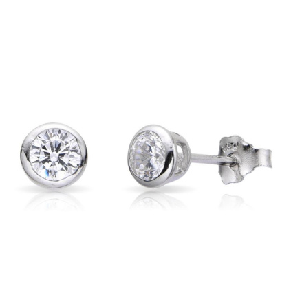 Stříbrné náušnice pecky s čirými zirkony 4 mm