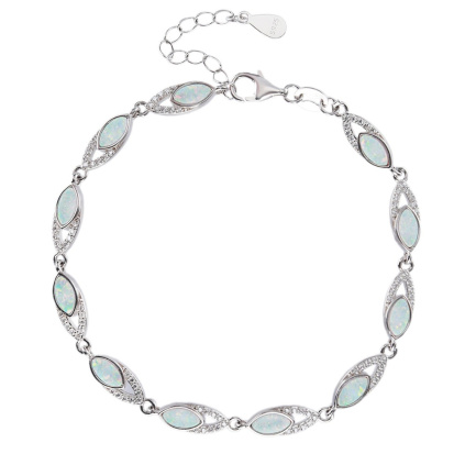 Stříbrný dámský náramek Janice s bílými opály
