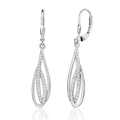 Stříbrné visací náušnice se zirkony Ella