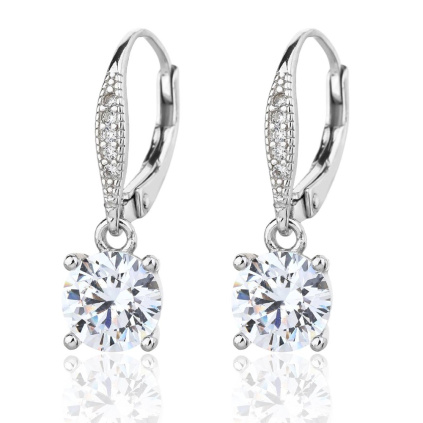 Stříbrné visací náušnice se zirkony Violet