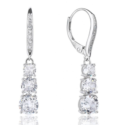 Stříbrné visací náušnice Reny se zirkony