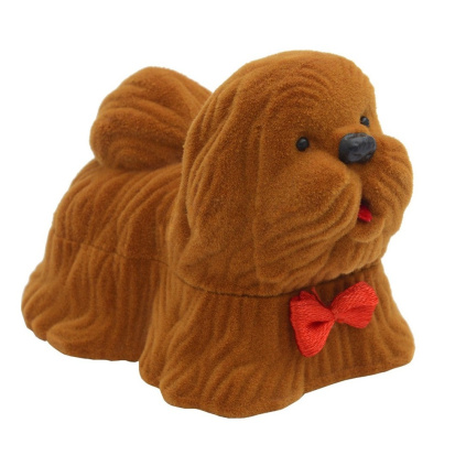 Sametová krabička na prsten, náušnice hnědý pejsek FU-65/A21