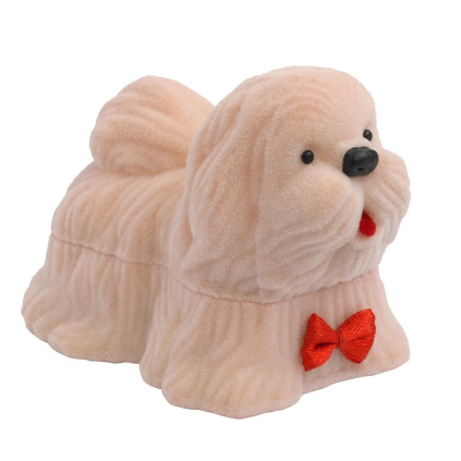 Sametová krabička na prsten, náušnice krémový pejsek FU-65/A20