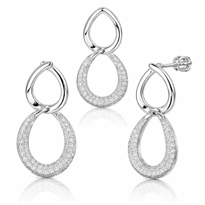 Stříbrný set Sofia s čirými zirkony - náušnice a přívěsek