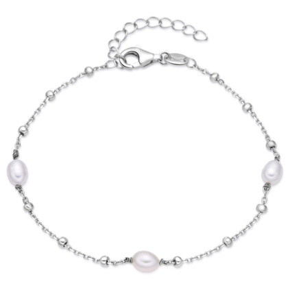Stříbrný náramek s přírodními perlami a kuličkami
