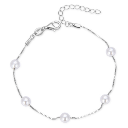 Stříbrný náramek s přírodními bílými perlami