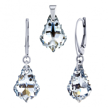 Stříbrný set se Swarovski® Crystals Baroque 11x16mm Argent