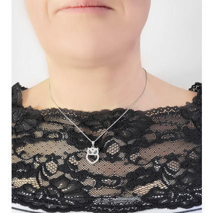 Stříbrný přívěsek sova s micro zirconiem JJJP0258