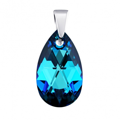 Stříbrný přívěsek Kapka 16mm se Swarovski® Crystals Bermuda Blue