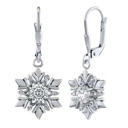 Stříbrné náušnice sněhová vločka se Swarovski® Zirconia