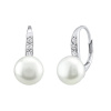 Stříbrné náušnice CASSIDY s bílou přírodní perlou
