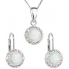 Sada šperků se syntetickým opálem a krystaly Swarovski náušnice a přívěšek bílé kulaté 39160.1