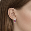 Stříbrné náušnice CARISSA se syntetickým červeným rubínem+