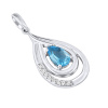 Luxusní stříbrný přívěsek s pravým světle modrým Swiss Blue Topazem a zirkony