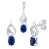 stříbrný set šperků Jessica s pravým safírem a Brilliance Zirconia náušnice a přívěsek