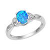 Stříbrný prsten Hany s modrým opálem a keltskými výřezy MHT-2019