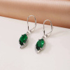 Stříbrné visací náušnice zelené kapky se zirkony-