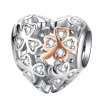 Stříbrný přívěsek korálek srdíčko se čtyřlístkem