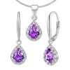 Set stříbrných šperků LAVENDER s pravým Ametystem - náušnice a přívěsek
