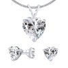 Stříbrný set šperků srdce čiré krystal náušnice a přívěsek JJJHEART01